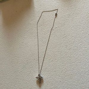 14k white gold diamond cross necklace